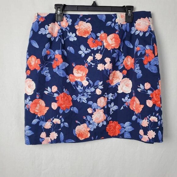 Talbots Size 14 Navy Floral Lined Skirt - Picture 4 of 9